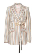 Peter Pilotto Striped Embellished Lurex Tassel Jacket