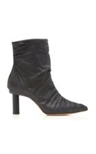 Tibi Tristan Ruched Faux Leather Ankle Boots