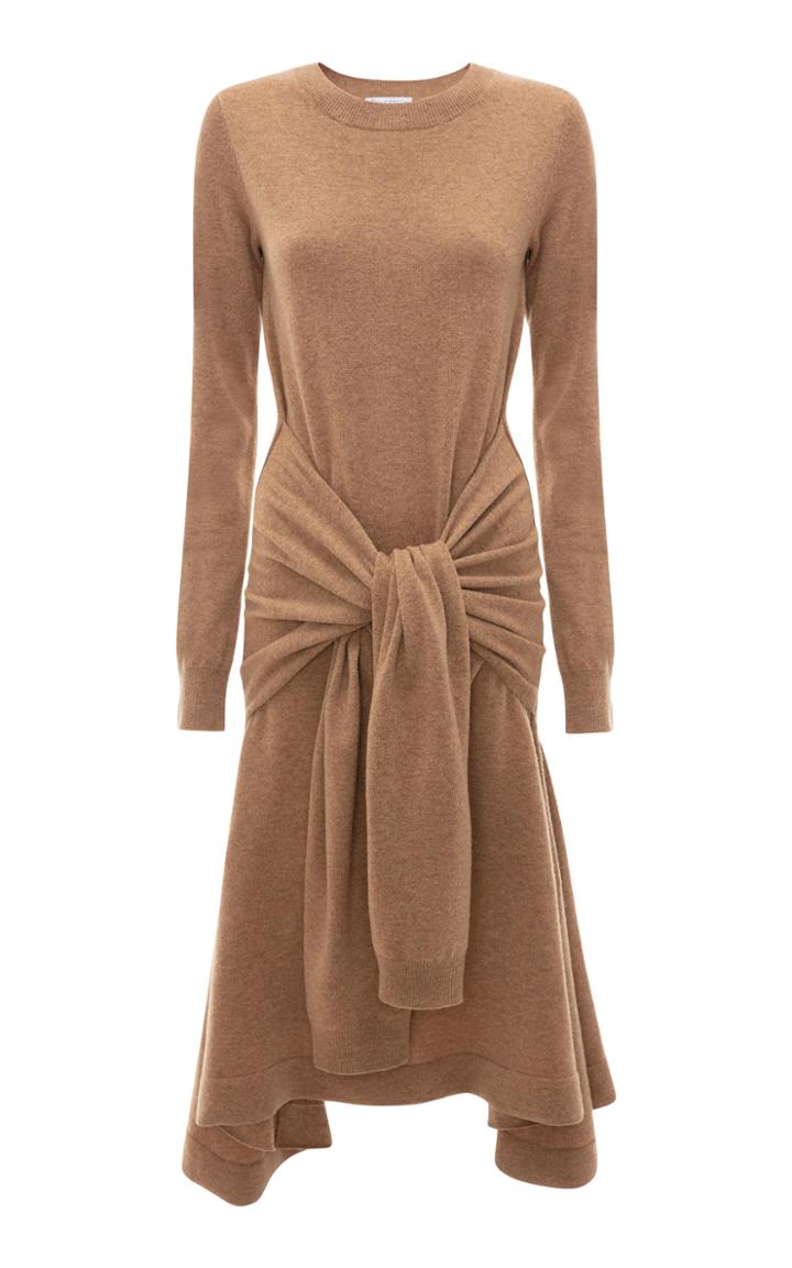 Jw Anderson Tie-detailed Merino Wool Midi Dress