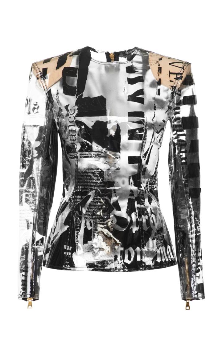 Balmain Transparent Printed Newspaper Top