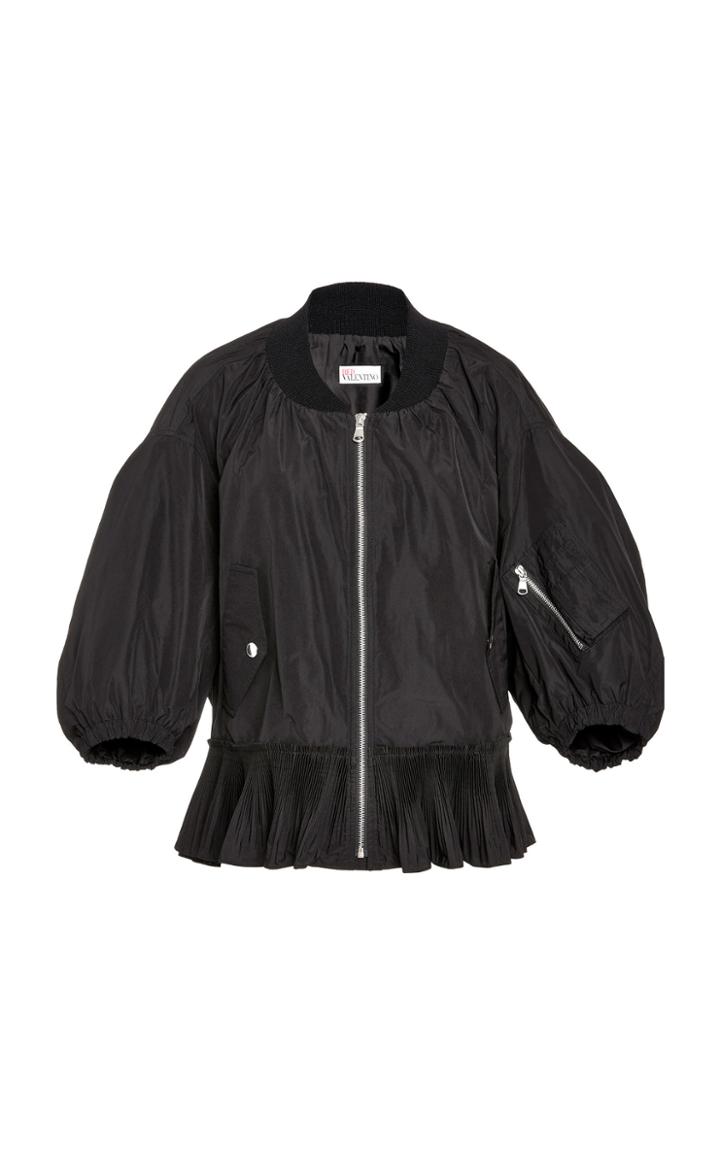 Red Valentino Pleated Peplum Bomber Jacket
