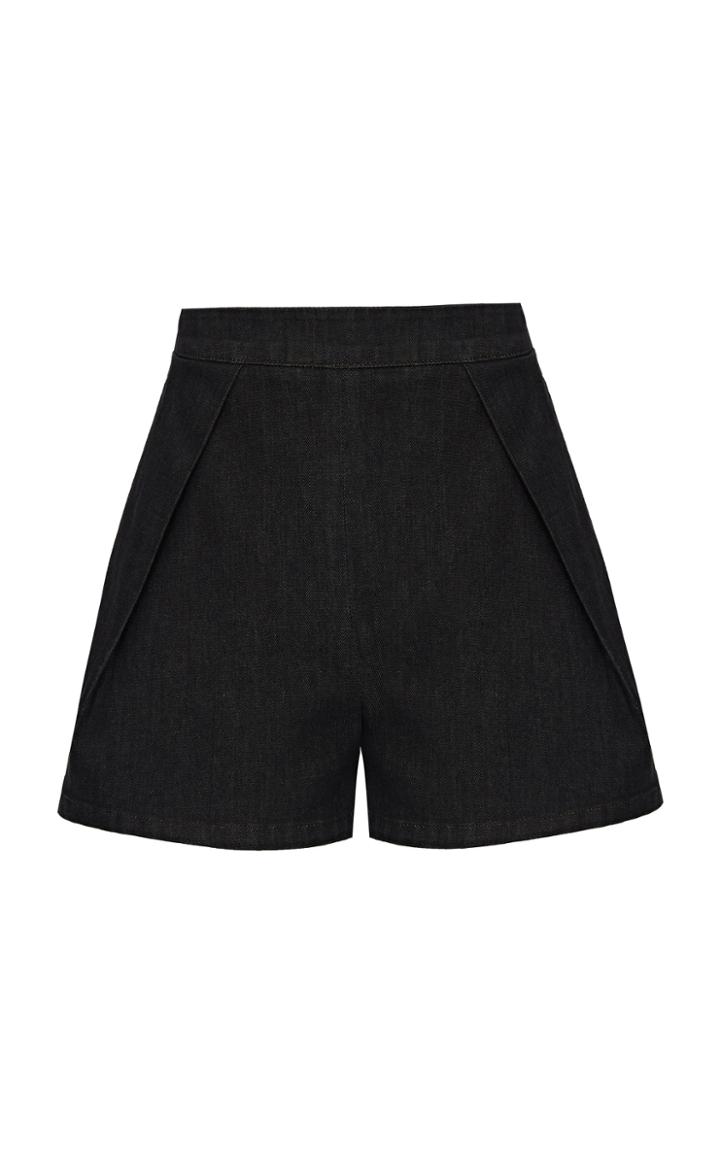 Moda Operandi Safiyaa Bardot Pleated Denim Shorts