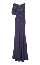 Zac Posen Embellished Asymmetrical Crepe Dress