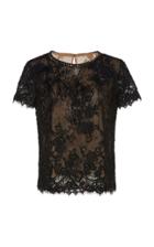 Marchesa Ostrich-feather Embroidered Lace Blouse