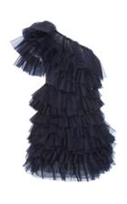 J. Mendel Ruffled One-shoulder Silk Mini Dress