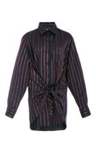 Adam Selman Satin Striped Tie Front Shirt