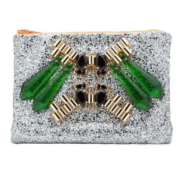 Mawi Green Spike Crystal Clutch
