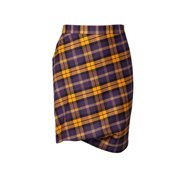 Vivienne Westwood Taxi Yellow And Plum Tartan Skirt 