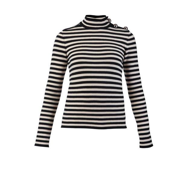Bouchra Jarrar Black And White Stripe Sweater 
