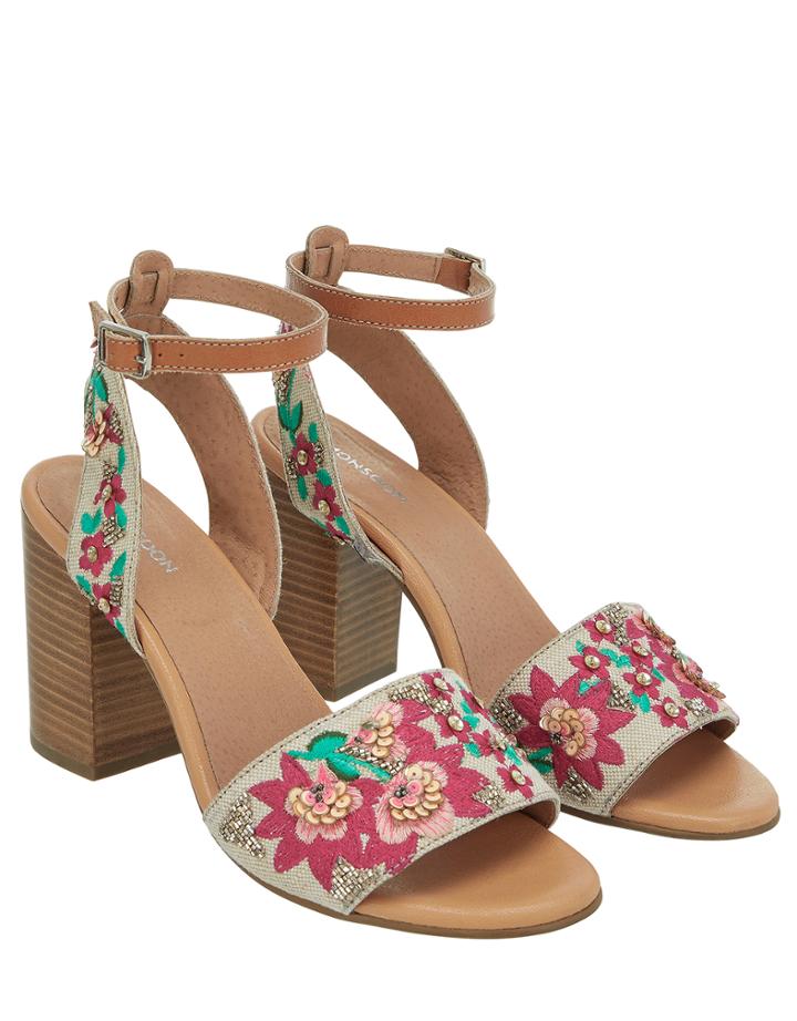 Monsoon Tyra Tropical Embroidered Heel Sandals