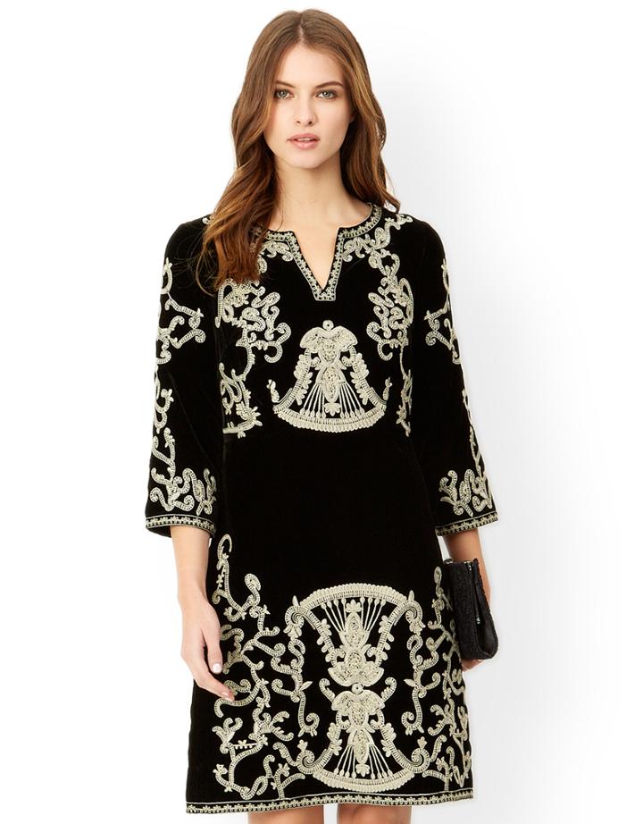 Monsoon Kalika Embroidered Velvet Tunic Dress