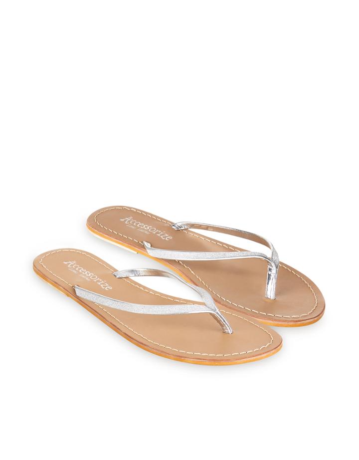 Monsoon Sparkly Leather Flip Flops