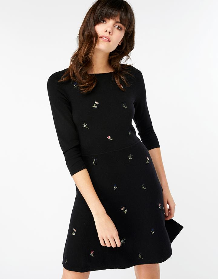 Monsoon Elena Embroidered Fit And Flare Dress