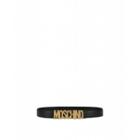Moschino Calf Leather Belt With Logo Man Black Size 46 It - (30 Us)