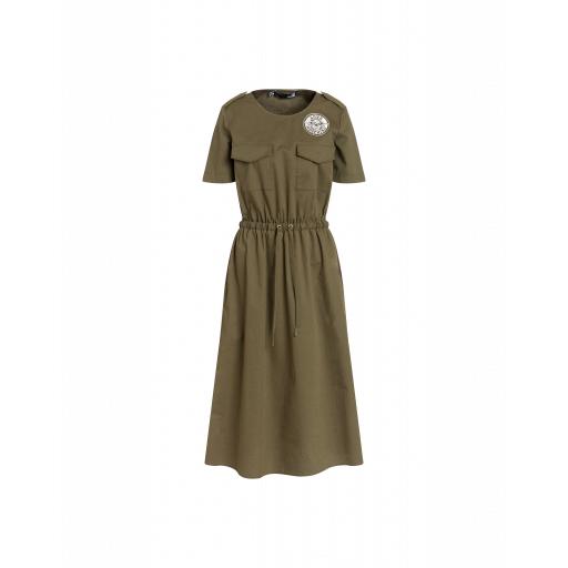 Love Moschino Cotton Dress With Aviator Logo Woman Green Size 38 It - (4 Us)