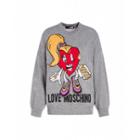 Love Moschino Heart Doll Stockinette Stitch Pullover Woman Grey Size 40 It - (6 Us)