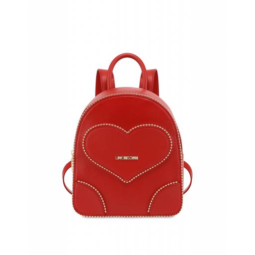 Love Moschino Studded Heart Backpack Woman Red Size U It - (one Size Us)