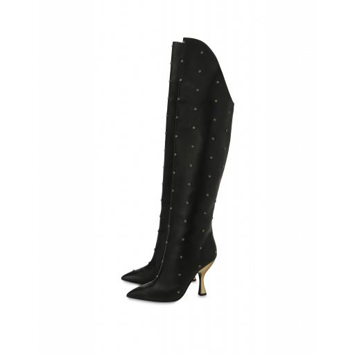 Moschino Leather Gladiator Over-knee Boots Woman Black Size 37 It - (7 Us)