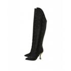 Moschino Leather Gladiator Over-knee Boots Woman Black Size 37 It - (7 Us)