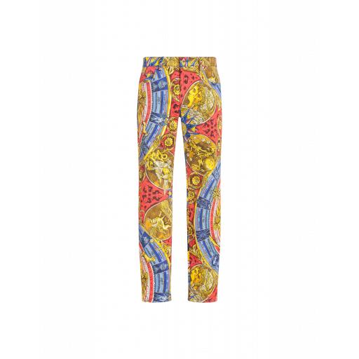 Moschino Stretch Gabardine Roman Scarf Trousers Man Multicoloured Size 46 It - (36 Us)