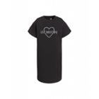 Love Moschino Stretch Fleece Dress With Rhinestone Logo Woman Black Size 46 It - (12 Us)