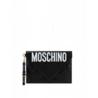 Moschino Clutch In Calfskin With Logo Woman Black Size U It - (one Size Us)