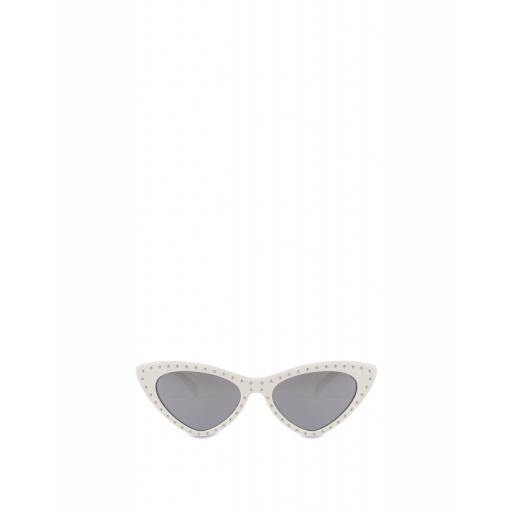 Moschino Cat Eye Sunglasses With Micro Studs Woman White Size Single Size