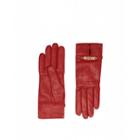 Moschino Leather Gloves With Mini Lettering Logo Woman Red Size 7.0