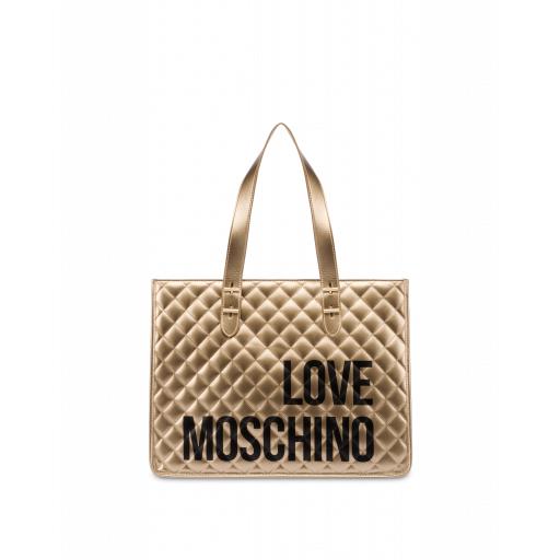 Love Moschino Quilted Maxi Shopper With Logo Woman Gold Size U It - (one Size Us)