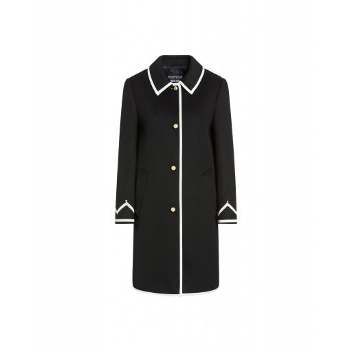 Boutique Moschino Velor Coat With Crown Detail Woman Black Size 38 It - (4 Us)