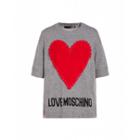 Love Moschino Sweater With Heart And Logo Woman Grey Size 38 It - (4 Us)