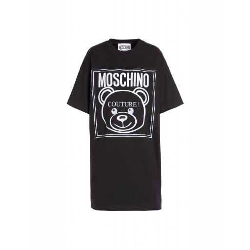 Moschino Teddy Label Interlock Jersey Dress Woman Black Size 38 It - (4 Us)