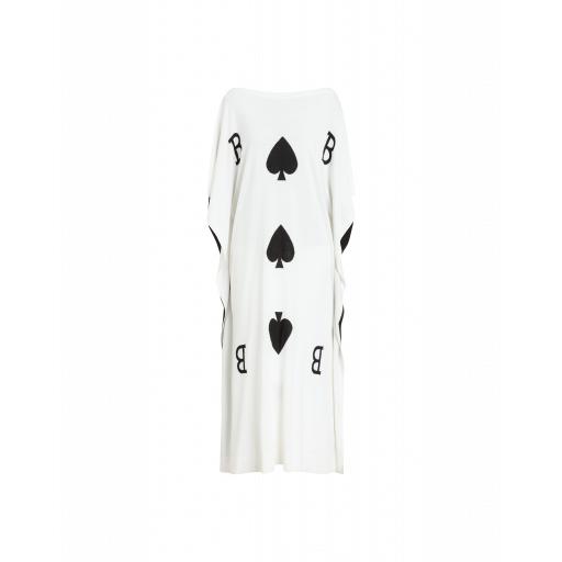 Boutique Moschino Wool Viscose Dress With Playing Cards Woman White Size M