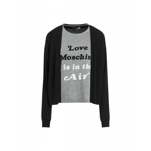 Love Moschino Tromp L'oeil Stockinette Stitch Sweater Woman Black Size 38 It - (4 Us)