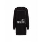 Love Moschino Fleece Dress With Laminated Logo Woman Black Size 40 It - (6 Us)