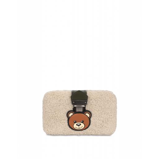 Moschino Teddy Pocket Ecofur Rigid Clutch Woman White Size U It - (one Size Us)