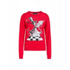 Boutique Moschino Chess Dancers Extrafine Merino Wool Sweater Woman Red Size 38 It - (4 Us)