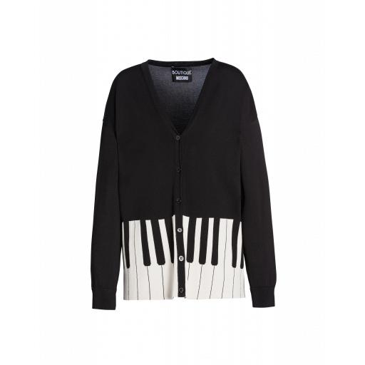 Boutique Moschino Cardigan With Piano Inlay Woman Black Size 42 It - (8 Us)