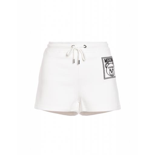 Moschino Teddy Label Fleece Shorts Woman White Size 46 It - (12 Us)