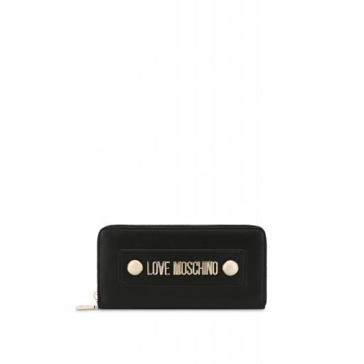 Love Moschino Zip Around Wallet With Logo Woman Black Size U It - (one Size Us)