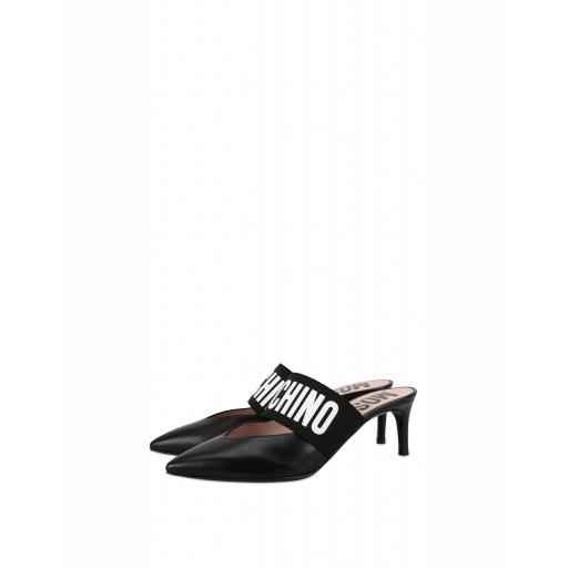 Moschino Mules With Logo Woman Black Size 38 It - (8 Us)