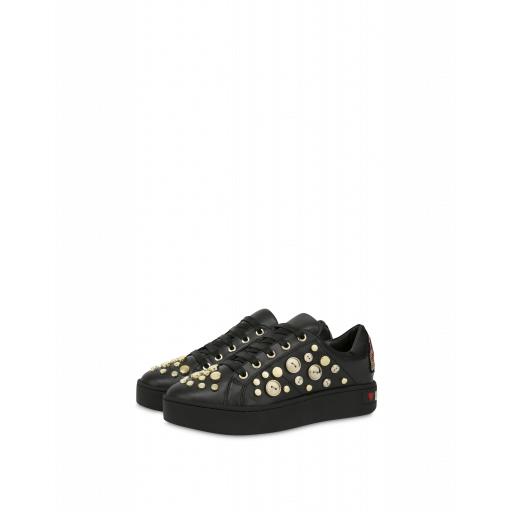 Love Moschino Sneakers With Gold Buttons Woman Black Size 35