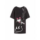 Boutique Moschino Musicians Kittens Print Dress Woman Black Size 40 It - (6 Us)