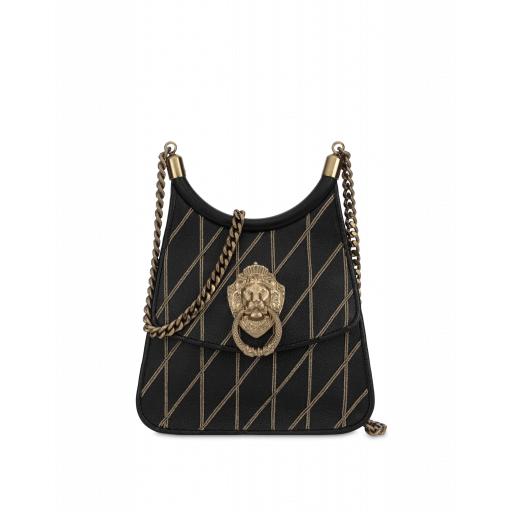 Moschino Head Lion Handle Leather Bag Woman Black Size U It - (one Size Us)