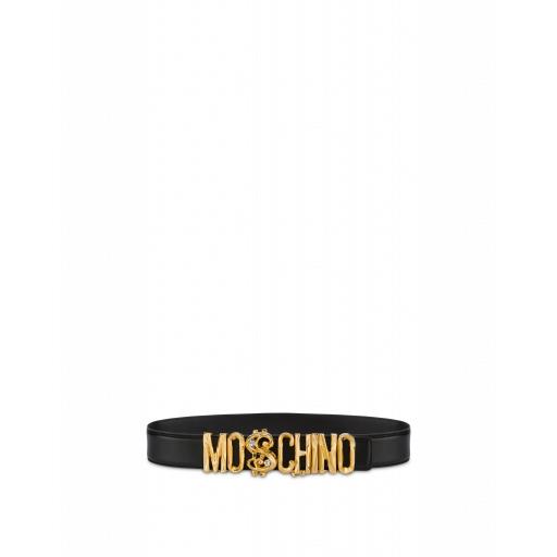 Moschino Belt With Logo And Dollar Stud Woman Black Size 38 It - (4 Us)