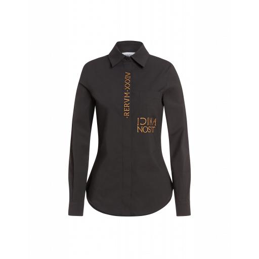 Moschino Roman Embroidery Poplin Shirt Woman Black Size 42 It - (8 Us)