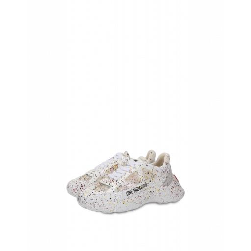 Love Moschino Paint Sketch Sneakers Woman White Size 35 It - (5 Us)