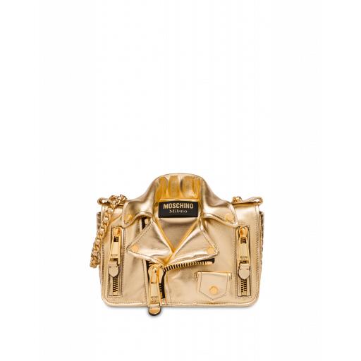 Moschino Laminated Nappa Biker Bag Woman Gold Size U It - (one Size Us)