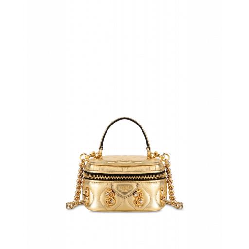 Moschino Dollar Studs Laminated Beauty Bag Woman Gold Size U It - (one Size Us)