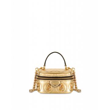 Moschino Dollar Studs Laminated Beauty Bag Woman Gold Size U It - (one Size Us)